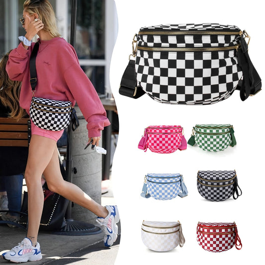 Checkered Bum Bag für Reisen