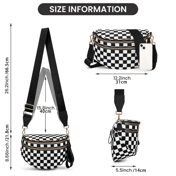 Checkered Bum Bag für Reisen